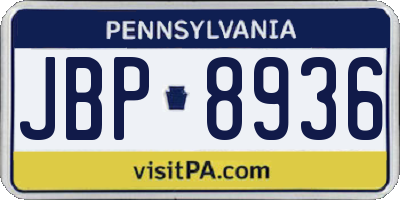 PA license plate JBP8936