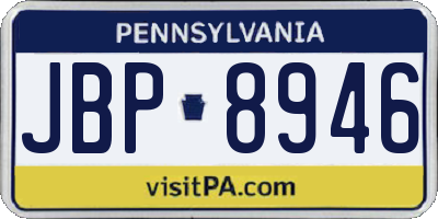 PA license plate JBP8946