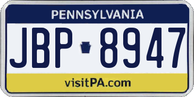 PA license plate JBP8947