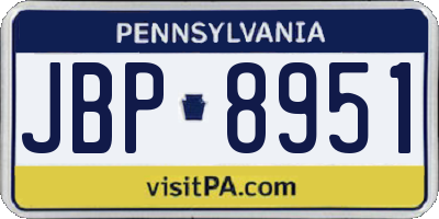 PA license plate JBP8951