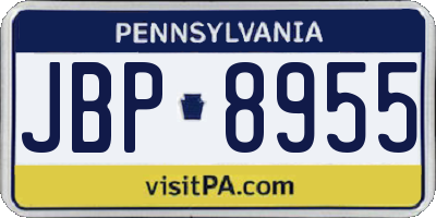 PA license plate JBP8955