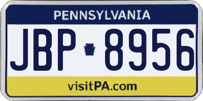 PA license plate JBP8956