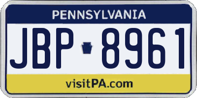 PA license plate JBP8961
