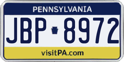 PA license plate JBP8972