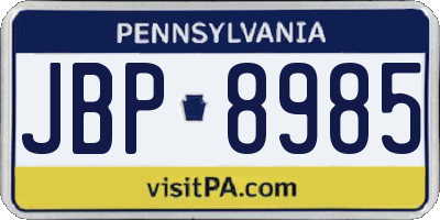 PA license plate JBP8985