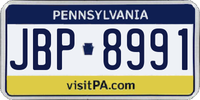 PA license plate JBP8991