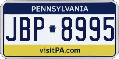 PA license plate JBP8995