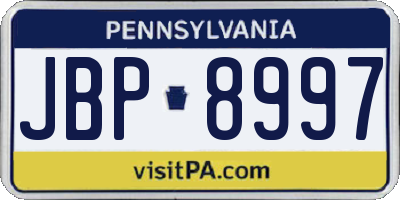PA license plate JBP8997