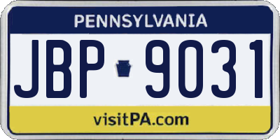 PA license plate JBP9031