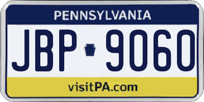 PA license plate JBP9060