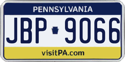 PA license plate JBP9066