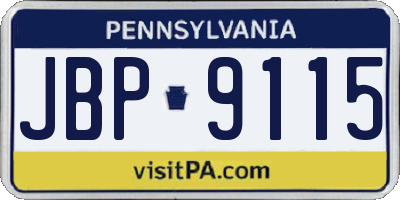 PA license plate JBP9115