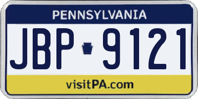 PA license plate JBP9121