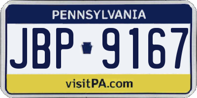 PA license plate JBP9167