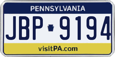PA license plate JBP9194