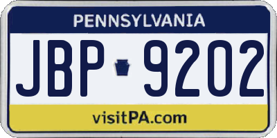 PA license plate JBP9202