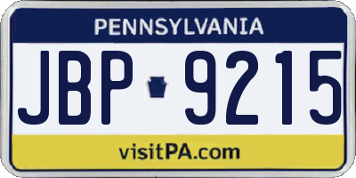 PA license plate JBP9215