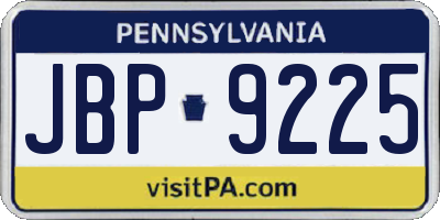 PA license plate JBP9225