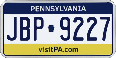PA license plate JBP9227