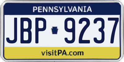 PA license plate JBP9237