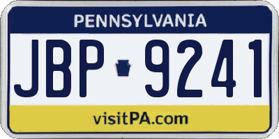 PA license plate JBP9241
