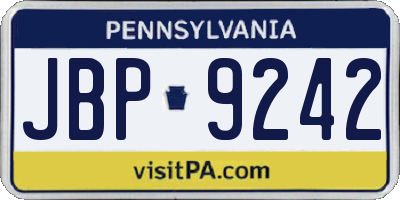 PA license plate JBP9242