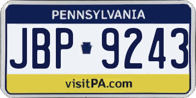 PA license plate JBP9243