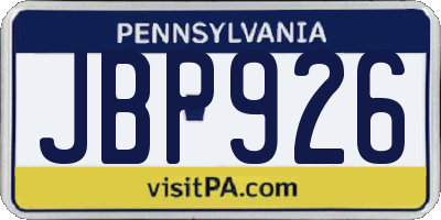 PA license plate JBP926