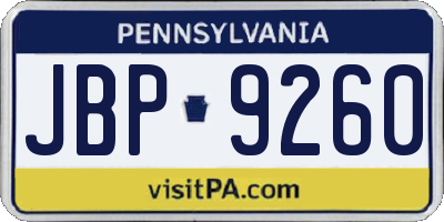 PA license plate JBP9260