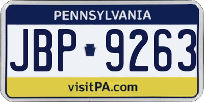 PA license plate JBP9263