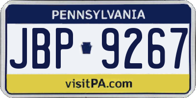 PA license plate JBP9267