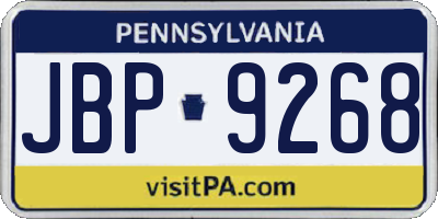 PA license plate JBP9268