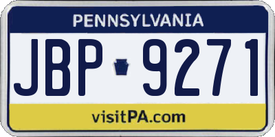 PA license plate JBP9271