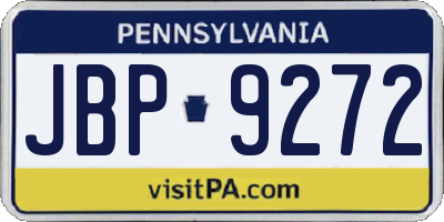 PA license plate JBP9272