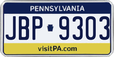 PA license plate JBP9303