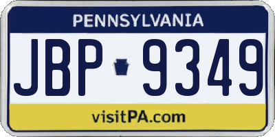 PA license plate JBP9349