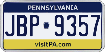 PA license plate JBP9357