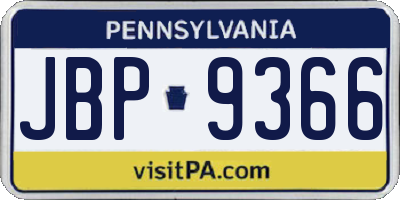 PA license plate JBP9366