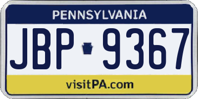 PA license plate JBP9367