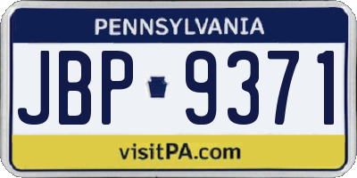 PA license plate JBP9371