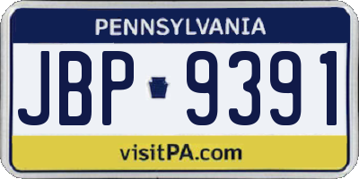 PA license plate JBP9391