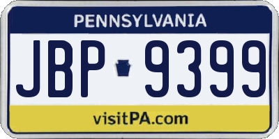 PA license plate JBP9399