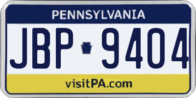 PA license plate JBP9404