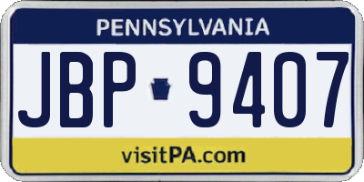 PA license plate JBP9407