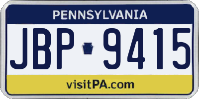PA license plate JBP9415