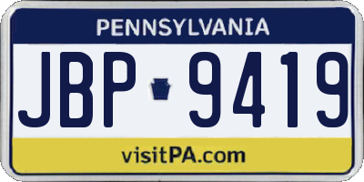 PA license plate JBP9419