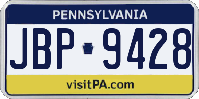 PA license plate JBP9428