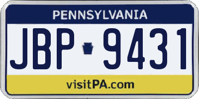 PA license plate JBP9431