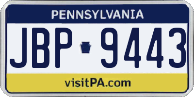 PA license plate JBP9443