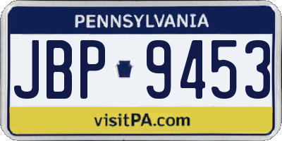 PA license plate JBP9453